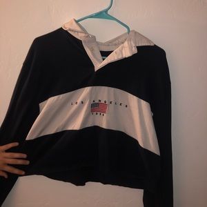 Brandy Melville Blue & white Collared Long Sleeve